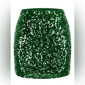 MANER Sequin Skirt Sparkle Stretchy Bodycon Mini Skirts Night Out Party